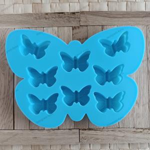 Silikon - Gießform mit 8 Schmetterlinge blau