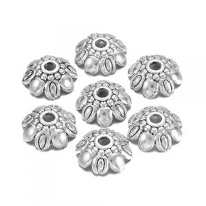 Perlenkappen 9 x 3 mm / 2 mm BLUME filgran antik silber