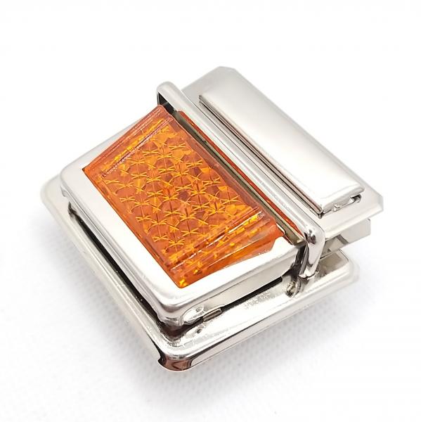 Mappenschloss SMILA 51 x 46 mm Reflektor silber ORANGE Tornister