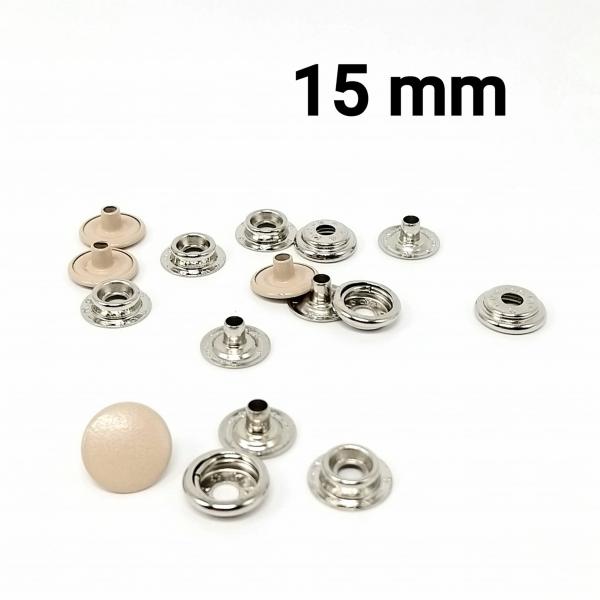 Druckknöpfe 4-tlg. Druckknopf Metall 15 mm beige