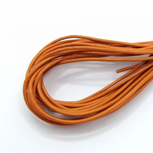 Lederband orange dunkel 2 mm echt Rindsleder rund Schnur Lederriemen