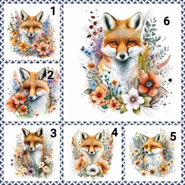STUMPENKERZE mit Bild FUCHS blumig Auswahl 90 x 50 mm