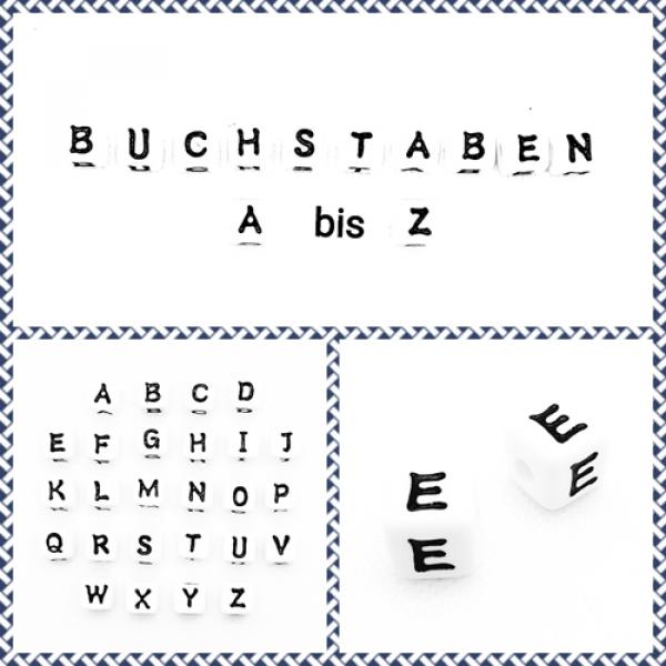 Buchstabenwürfel E Kunststoff 10 x 10 mm weiß / schwarz