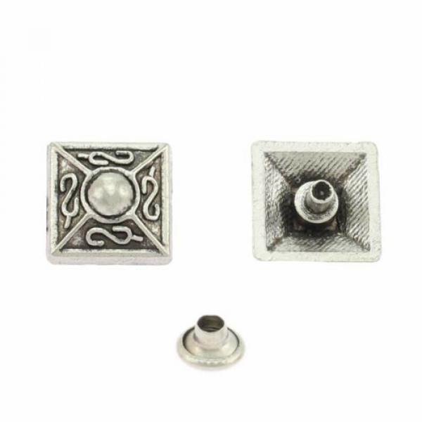 Zierniete ORNAMENT Quadrat 13 x 13 mm silber