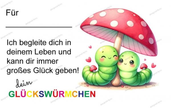 10 Spruchkarten WÜRMCHEN Nr. 7F "Karte mit Spruch"