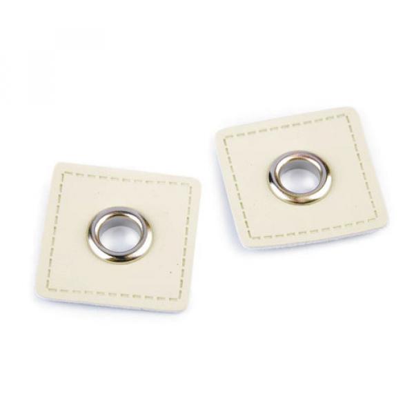 Ösen-Patches Kunstleder QUADRAT 30 x 30 mm gold pastell silber