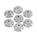 Perlenkappen 9 x 3 mm / 2 mm BLUME filgran antik silber